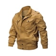 thumbnail image 1 of Chaqueta cortavientos para hombre con cuello levantado y cremallera, bolsillos múltiples, chaquetas cargo Caqui XL Unique Bargains Chaqueta, 1 of 6