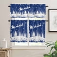 thumbnail image 2 of Navy Blue Christmas Kitchen Curtains and Valances Set, Xmas Reindeer Tree Winter Snowflake Rod Pocket Window Valance 18 Inch Window Curtain Panels for Living Room Bedroom Laundry, 27.5x36in, 3 Pieces, 2 of 7