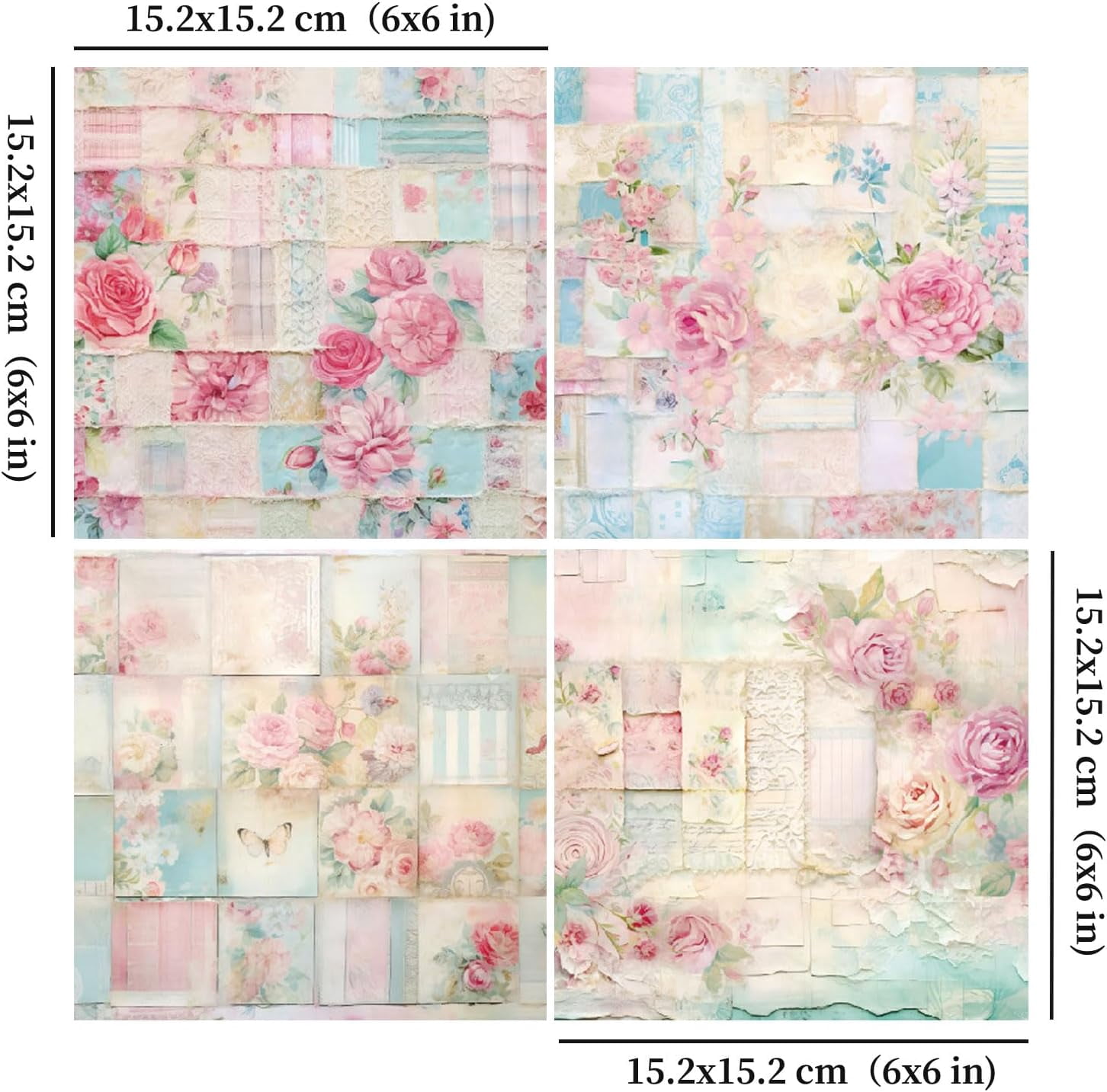 48 pieces of vintage floral scrapbook paper sheets 66, floral pattern design decorative paper, for album backgrounds handmade craft project diary greeting cards