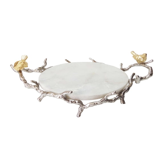 Alvada Decorative Marble Tray - 17" x 10" x 6" - Silver