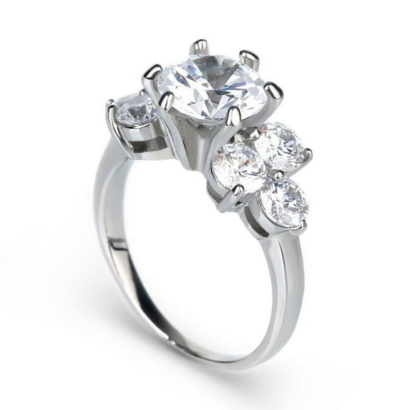 Vivid Jewel 14K White Gold Over Jewelry Collections For Women's - 1.7 Ct Round Cut White Diamond Ring For Anniversary Gifts - Cluster Multi Stone Wedding Rings For Girls - Bridal Engagement Rings