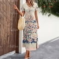 thumbnail image 3 of 2024 New Women‘s Dresses Floral Print Summer Elegant Midi Dresses Vacation Feamle Dress Fashion Oversized Clothes Plus Size, 3 of 7