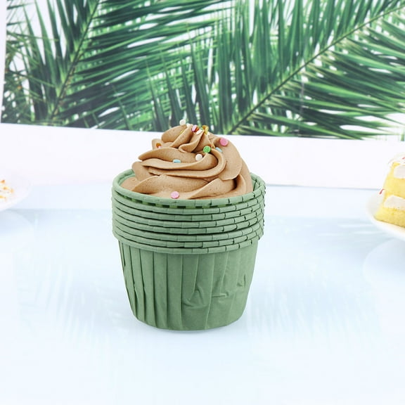 HEATSHAKING 50Pcs Grease Proof Cake Paper Cups Dark Green For Party Favors