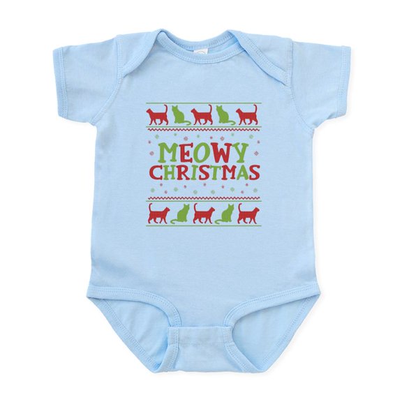 CafePress - Meowy Christmas Baby Light Bodysuit - Baby Light Bodysuit, Size Newborn - 24 Months