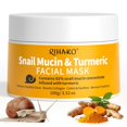 thumbnail image 1 of Mascarilla antienvejecimiento de cúrcuma y mucina de caracol, mascarilla reparadora de poder de caracol, cuidado de la piel facial coreano| Elimina el embotamiento | Reduce las imperfecciones | Repara, 1 of 5