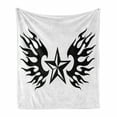 thumbnail image 1 of Texas Star Soft Flannel Fleece Blanket, United States of America Themed Star and Flames Silhouette Abstract Design, Cozy Plush for Indoor and Outdoor Use, 50" x 60", Black and White, by Ambesonne, 1 of 6