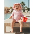 thumbnail image 4 of BemeyourBBs Toddler Baby Girl One Piece Swimsuit with Sun Hat Infant Baby Girl Bathing Suit Rash Guard Bow Print Long Sleeve Round Neck Ruffle Swimwear Summer Pool Beachwear, 4 of 9