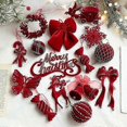 thumbnail image 3 of Nordic light luxury flocking Christmas pendants for Christmas decorations snowflake pendants Christmas dress-up supplies red flocking elk, 3 of 5