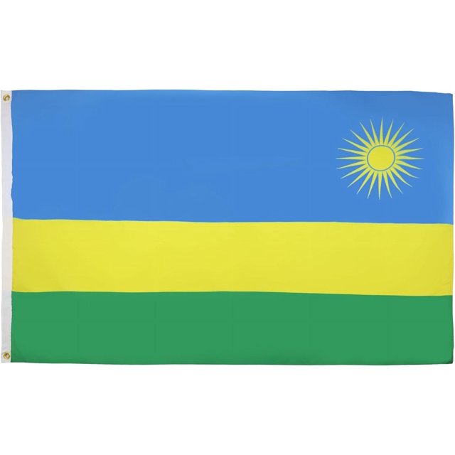 Drapeau Rwanda 2024 Paris Olympiques - 3x5 Pieds - Bannière Rwandaise en Polyester 100D avec Deux Illets en Métal - Résistant à la Décoloration - Couleurs Vives - 3 Pieds x 5 Pieds Pieds - 150x90 cm Haute Qualité