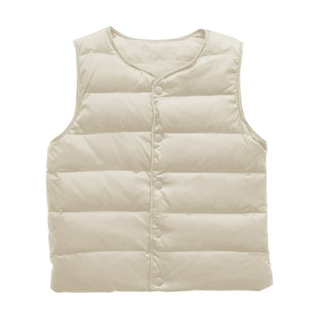 

Quealent Toddler Kids Boys Girls Puffer Vest Coat Sleeveless Full Zip Coat Outerwear (White 3-4 Years)