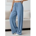 thumbnail image 5 of PRETTYGARDEN Womens Palazzo Pants Summer Fashion High Waisted Wide Leg Drawstring Flowy Beach Trousers with Pockets, 5 of 10
