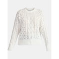 thumbnail image 5 of Time and Tru Women's Cable Knit Pullover Sweater with Long Sleeves, Midweight, Sizes XS-XXXL, 5 of 5