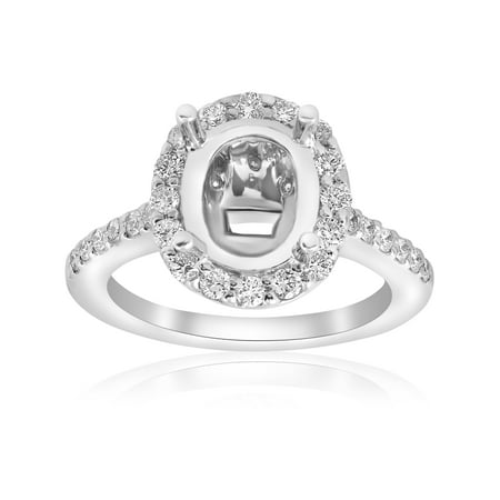 VS 3/4ct Oval Diamond Vintage Engagement Ring Setting Semi Mount 14K White