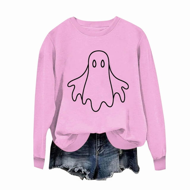 Ailaofu Womens Halloween Crewneck Sweatshirt Cute Long Sleeve Graphic Pullover Tops Fall Fashion Clothes