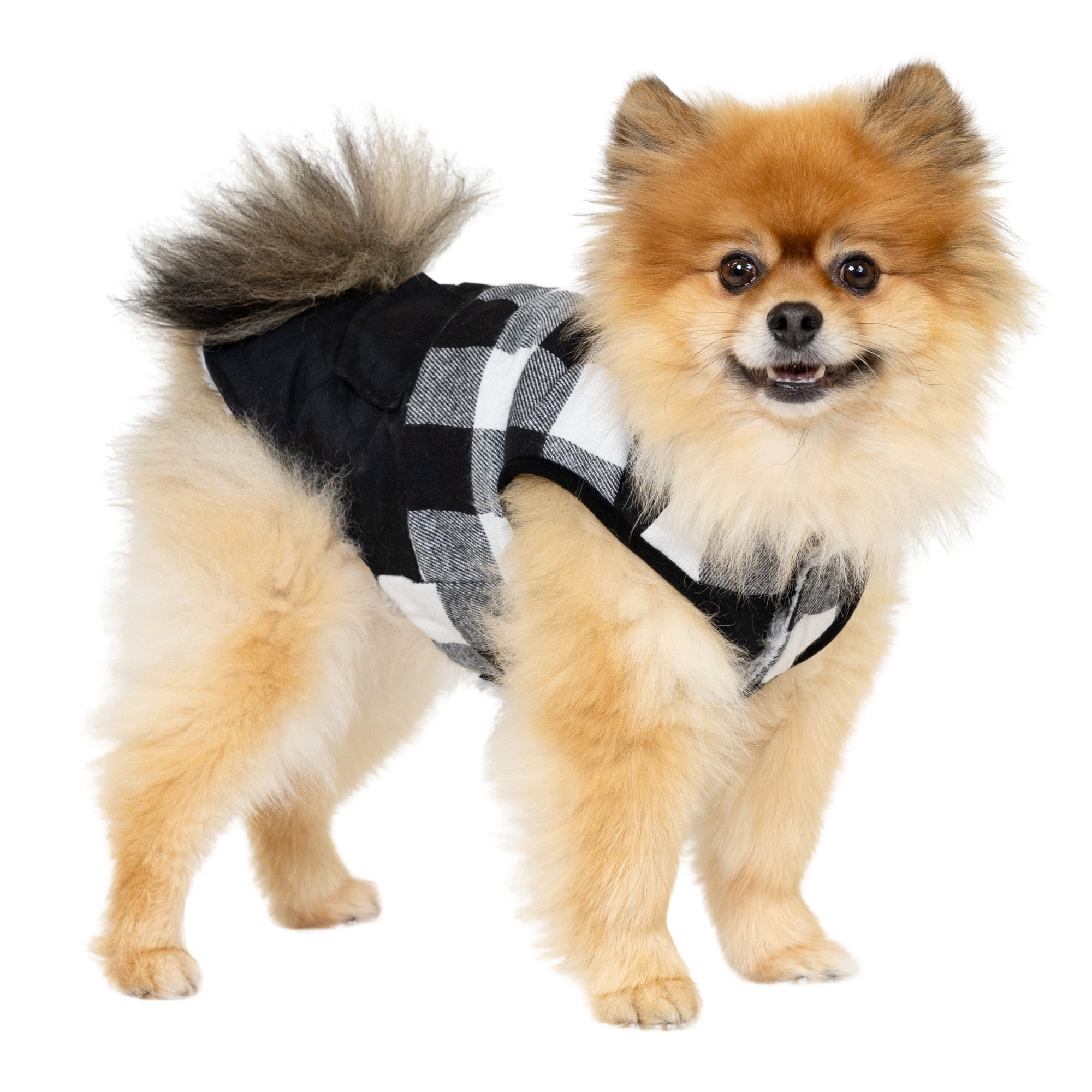 Vibrant Life Winter Coat for Cats & Dogs, White and Black Buffalo Plaid, Small