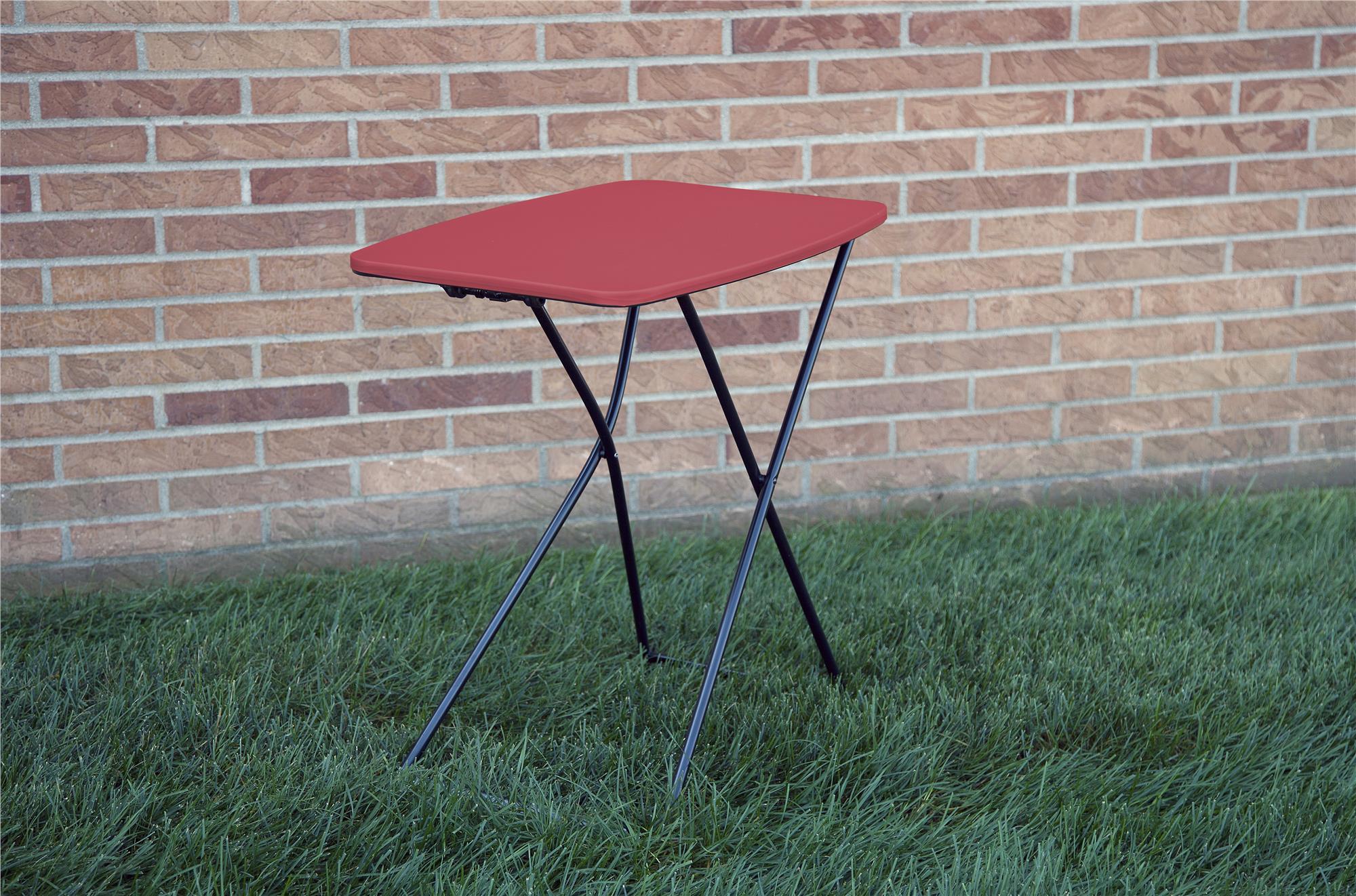 18" x 26" Indoor Outdoor Adjustable Height Personal Folding Table, Red, 2-pack