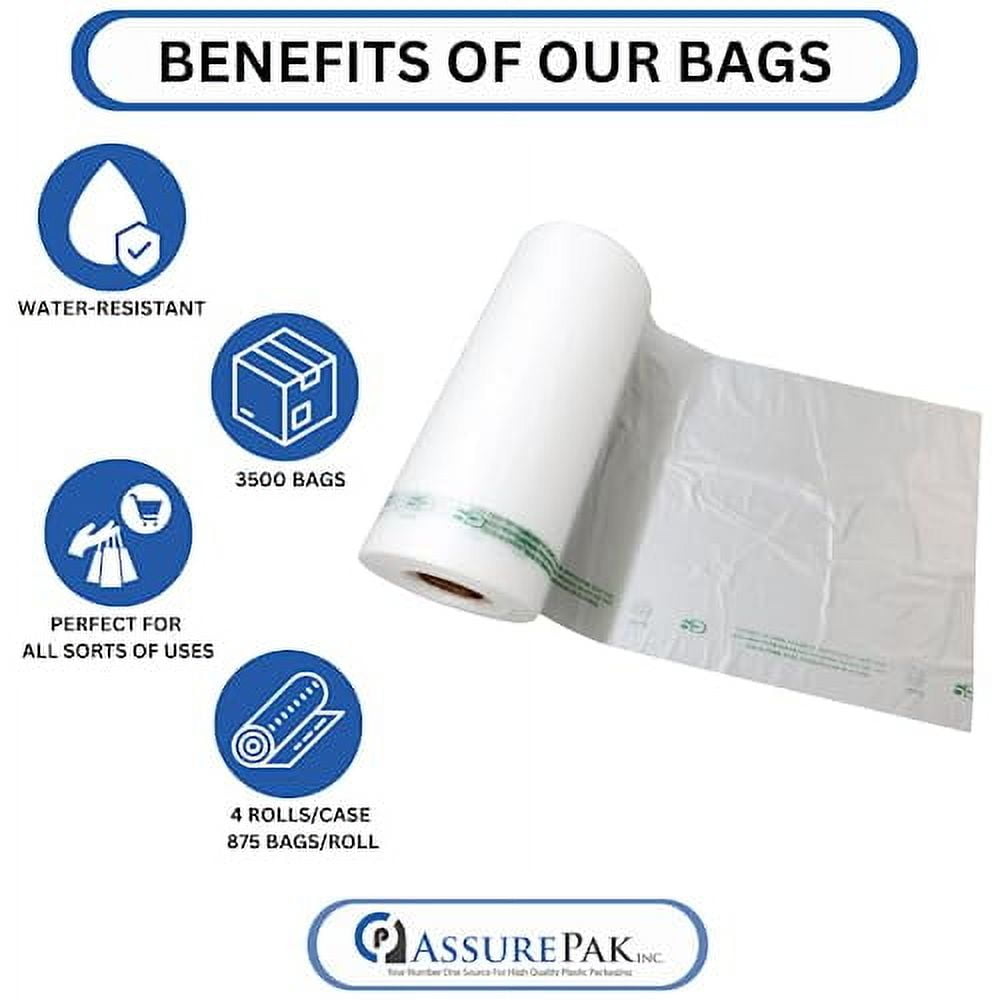 Plastic Bag-Clear HDPE Produce Rolls 10"x15" 11 mic (0.44 mil) - 3500 bags/case