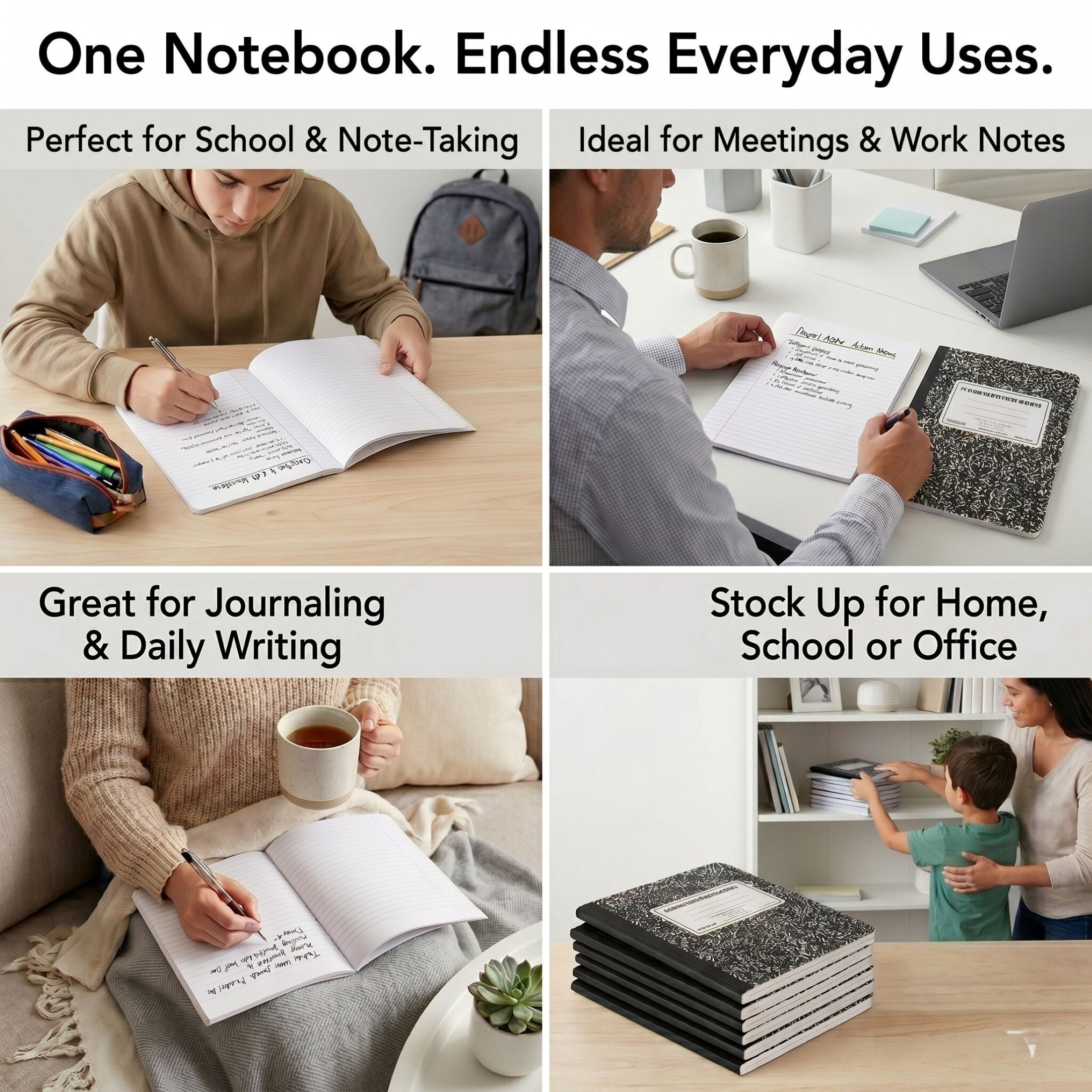 Trailmaker Bulk Composition Notebooks Colored (50 Pack), Wide Ruled Marble Cover, 200 Pages (100 Sheets), 9.75 x 7.5, Bulk School Supplies for Classroom, Office & School Donations