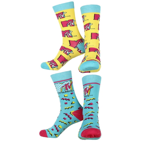 MTV Music Television Logo Unisex 2 Pack Crew Socks