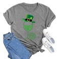 thumbnail image 2 of Prolriy T-Shirt de la Saint-Patrick pour Femmes, Imprimé Verre de Vin, Col Rond, Manches Courtes, Haut Gris P, 2 of 4