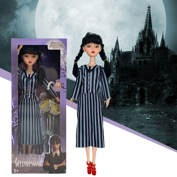 ZAGH Poupée Mercredi Addams, jouets Mercredi Addams, robes noires, pois à  manches longues, fabriquées pour bouger, cadeau d'anniversaire pour enfants  et filles (B) : : Jeux et Jouets