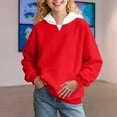 thumbnail image 2 of Cute Fall Sweatshirts for Teen Girls New Girls Oversized Hoodie Color Block Hooded Sweatshirts Trendy Long Sleeve Pullover Kids Fall Clothes Red 2 Years, 2 of 8