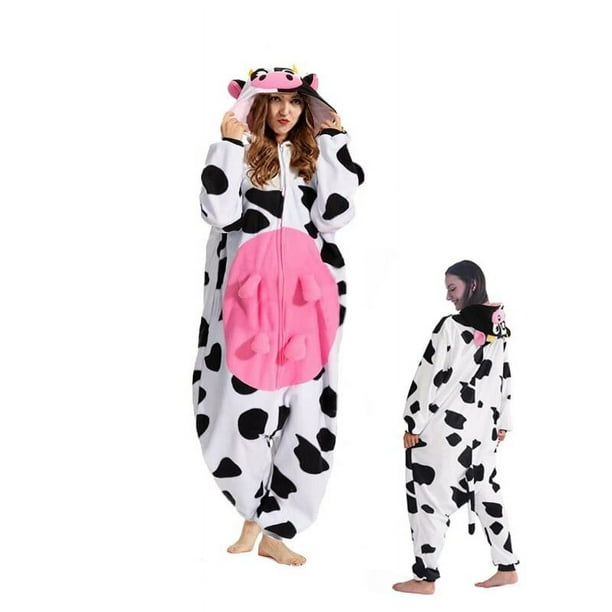 Pijamas de vaca con cremallera Unisex para adultos, disfraz de Anime, mono de fiesta, mono de mapache Kigurumi para hombres y mujeres