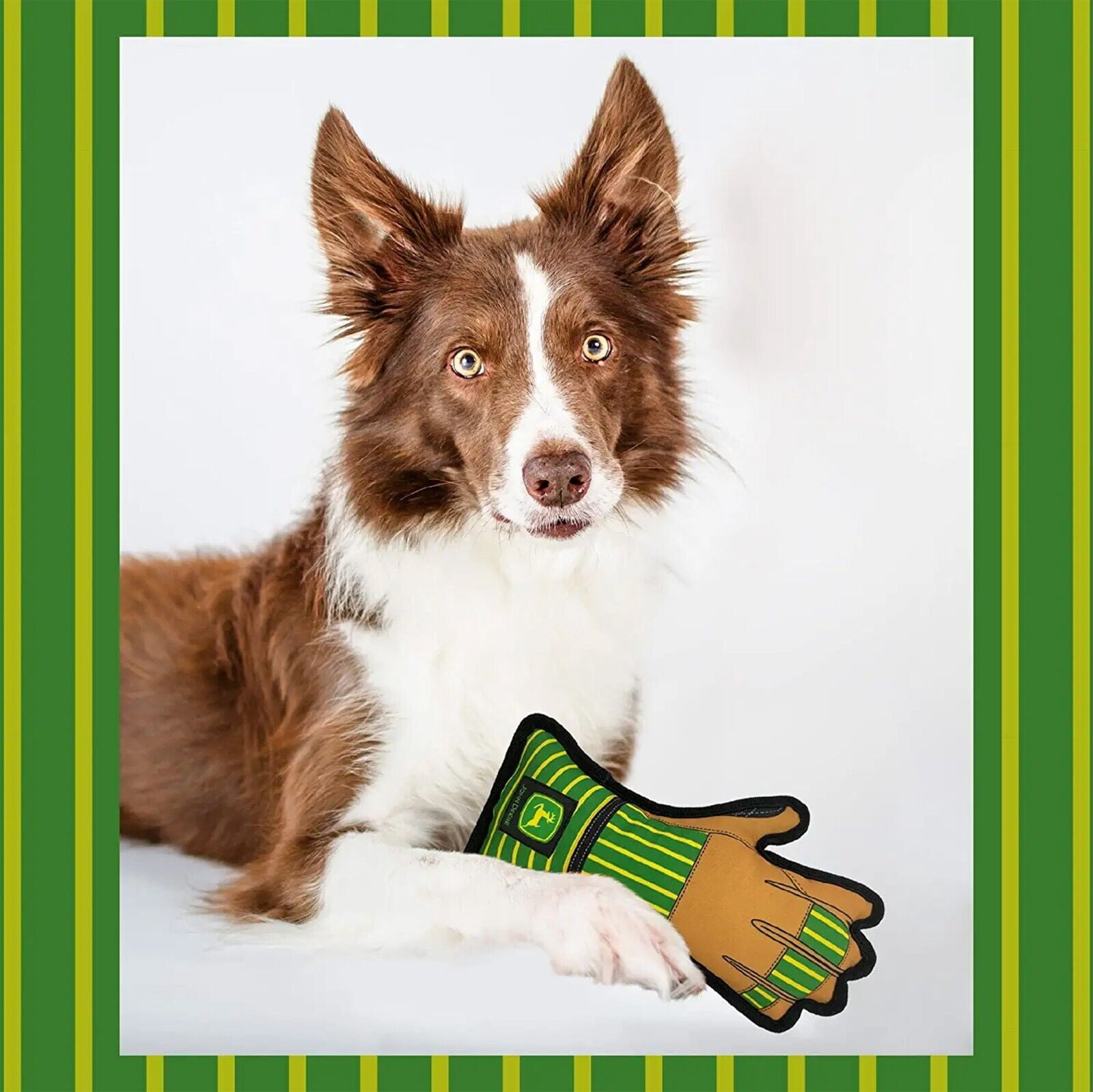 JOHN DEERE DOG TUG TOY WORK GLOVE Shaped with inner Squeaker TOUGH STURDY TOY