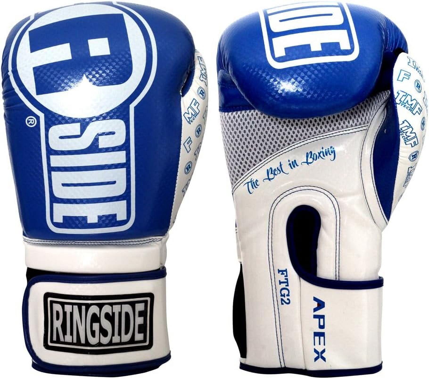 Ringside Apex Flash Sparring Gloves, IMF-Tech Synthetic Boxing Gloves with Secure Wrist Support, Ideal for Men and Women, Blue/White, 16 oz