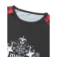 thumbnail image 5 of Family Matching Christmas Pajamas, Elk Letter Print Long-Sleeved O-Neck Tops + Plaid Pattern Trousers, 5 of 10