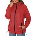 thumbnail image 3 of Chaqueta Impermeable para Mujer, Cortavientos, Impermeable, con Capucha, Plegable y Bolsillos. Rojo XL, 3 of 9