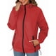 thumbnail image 3 of Chaqueta Impermeable para Mujer, Cortavientos, Impermeable, con Capucha, Plegable y Bolsillos. Rojo XL, 3 of 9