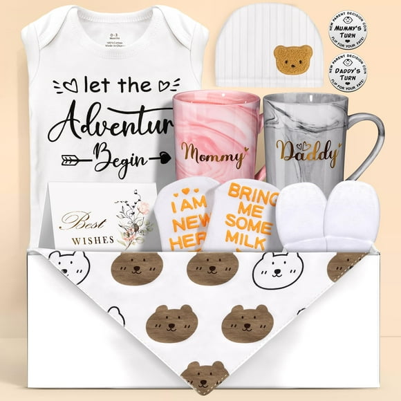 Set de regalo Guiseapue New Mom & Dad con ropa, tazas y monedas