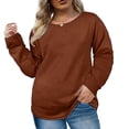 thumbnail image 6 of LANREMON Plus Size Sweatshirts for Women Crewneck Casual Tunic Tops Long Sleeve Shirts Womens Fall Pullover Tops Brown 24 Plus, 6 of 6