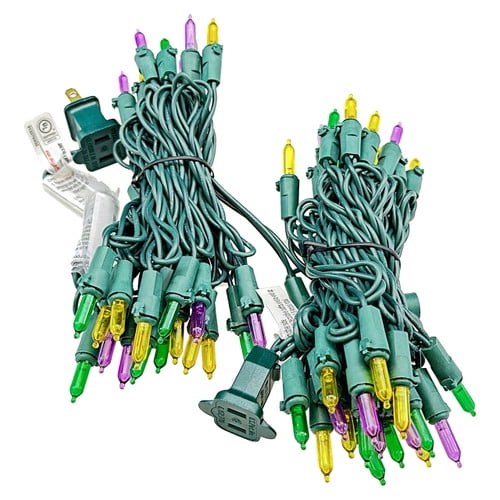 Brilliant Brand Lighting Mardi Gras Purple, Green, & Gold M5 LED String Lights - 70 Bulb Set - 23.5 Feet