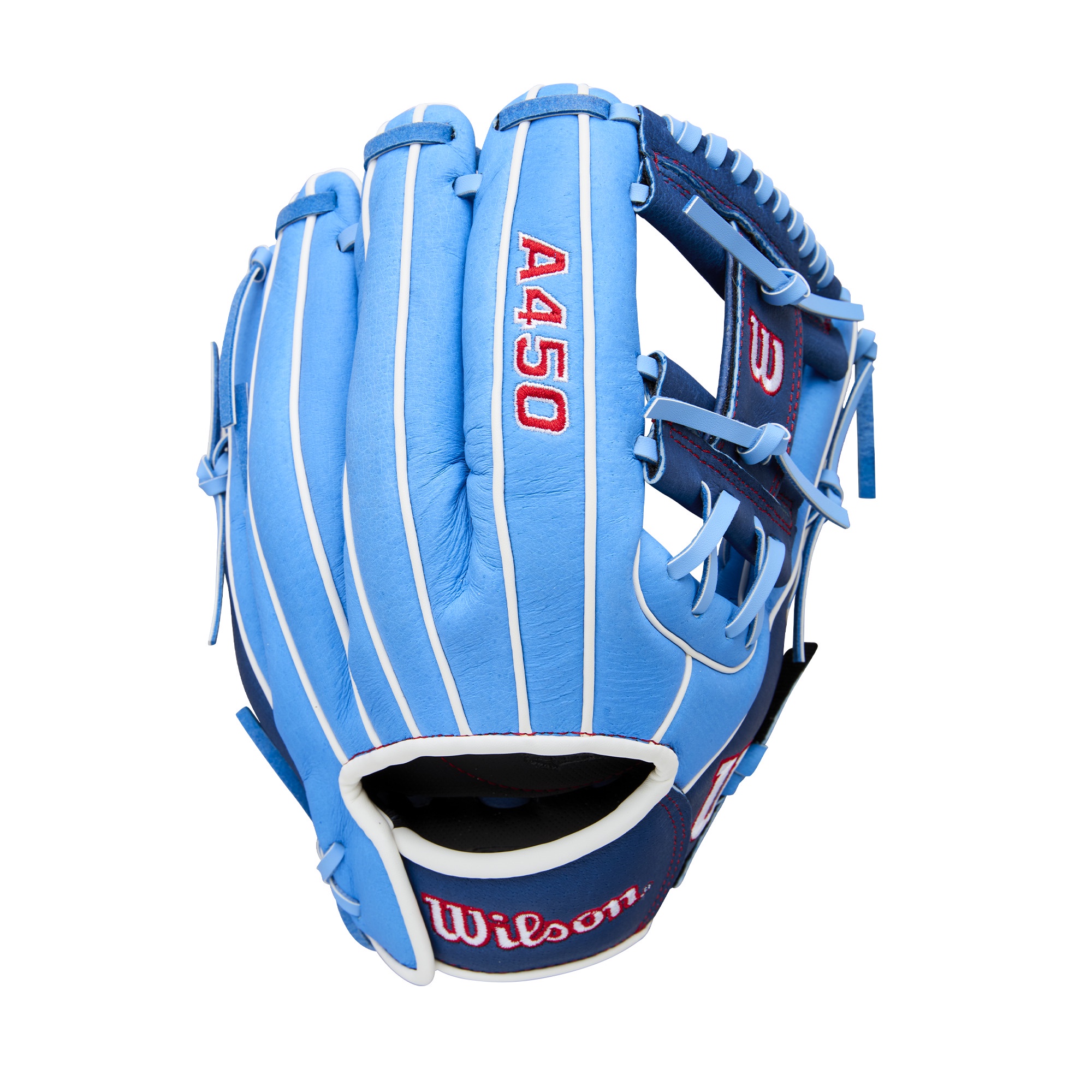 Wilson 2026 A450® 11.5" Youth Baseball Glove - Cool Blue/Royal/Red, Right Hand Throw