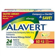 Alavert Allergy 24Hour Relief (Citrust Burst Flavor Orally Disintegrating Tablets), NonDrowsy, Antihistamine, Citrus Burst, 60 Count