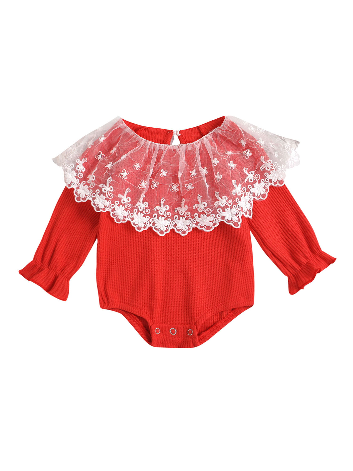 Fanvereka Infant Newborn Baby Girl Jumpsuit Long Sleeve Lace Floral ...