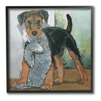 Stupell Industries Terrier Dog with Toy Animals & Insects Painting Black Framed Art Print Wall Art, 12 x 12