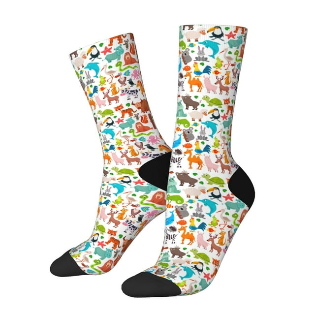 Balery Animals Calcetas Largas con Estampado para Hombre y Mujer – Suaves y Transpirables, Talla Única (US 5-11)