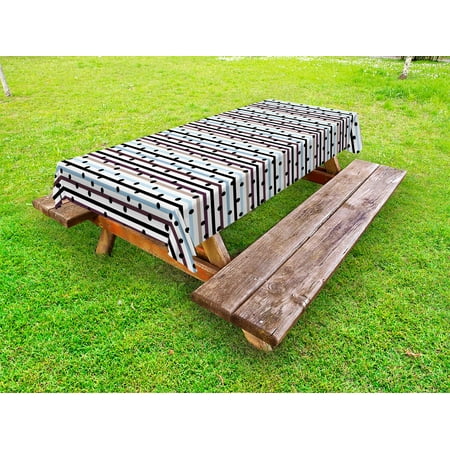 

Geometric Outdoor Tablecloth Horizontal Stripes Background with Many Colors Monochrome Hand Drawn Dots Pattern Decorative Washable Fabric Picnic Table Cloth 58 X 84 Inches Multicolor by Ambesonne