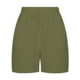 thumbnail image 5 of up to 60% off Gifts Usmixi Plus Size Shorts for Women Casual Solid Drawstring Elastic Waist Loose Straight Short Pants Summer Comfy Cotton Linen Shorts with Pocket Army Green m, 5 of 7
