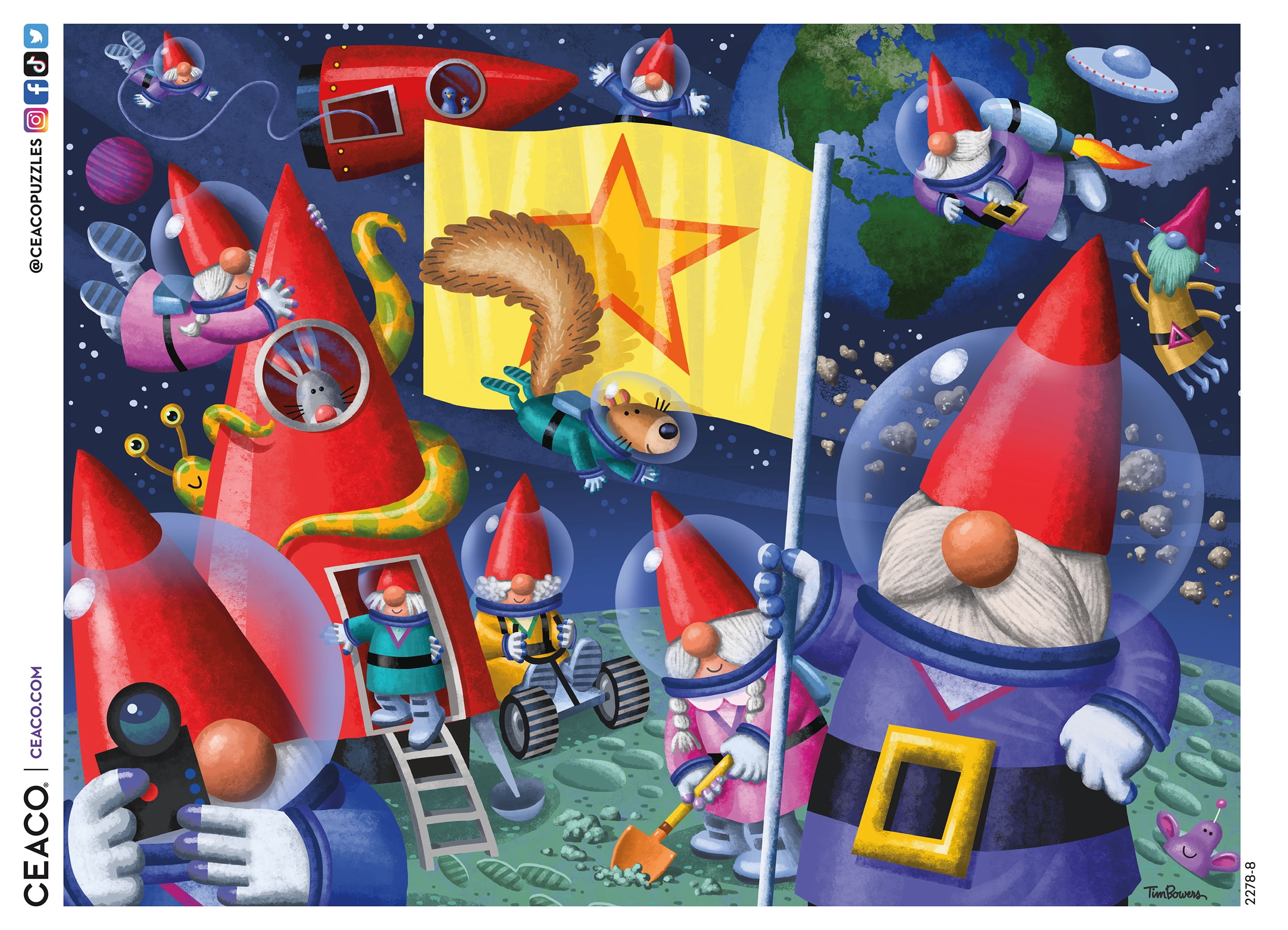 Ceaco Tim Bowers Gnomes in Space 300 Piece Colorful Recycled