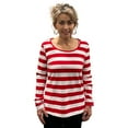 thumbnail image 3 of Couver Women’s Halloween Cosplay Long Sleeve Striped Shirt, Red and White Pirate, 2XL, 3 of 9