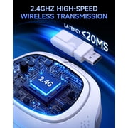 Captain 700 Pro 2.4GHz Wireless Gaming Headset for PS4/PS5/Switch/PC, Wireless gaming Headphones with Noise-Canceling Flip Mic, 3.5mm Wired Mode for Xbox Series,LED Light,White