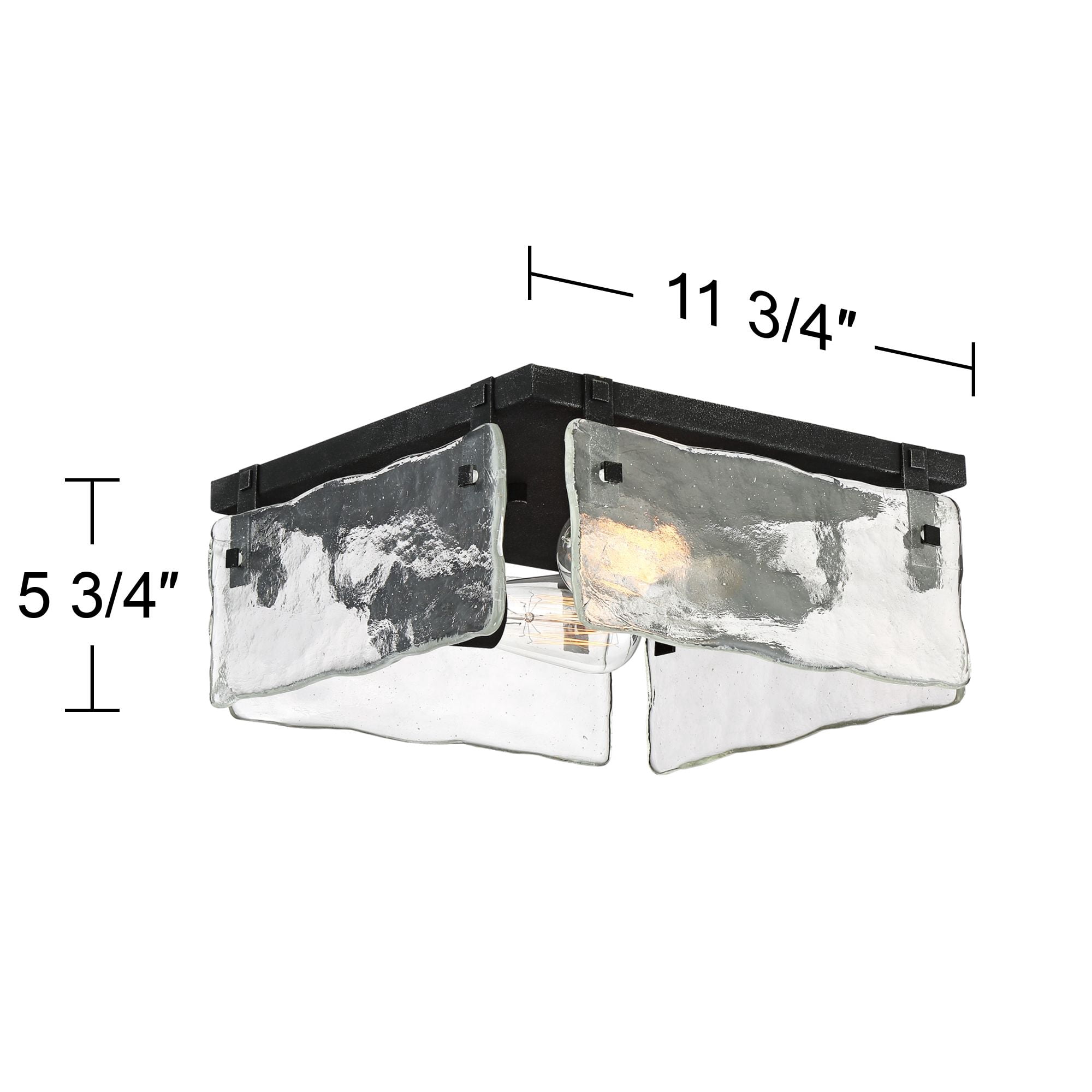 360 Lighting Cassington Modern Farmhouse Ceiling Light Flush Mount Fixture 11 3/4" Wide Washed Black 2-Light Art Glass for Bedroom Kitchen Living Room