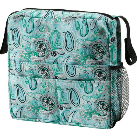 Deluxe Mobility Bag With Green Paisley Design - Easily Attach To Walker + - 0