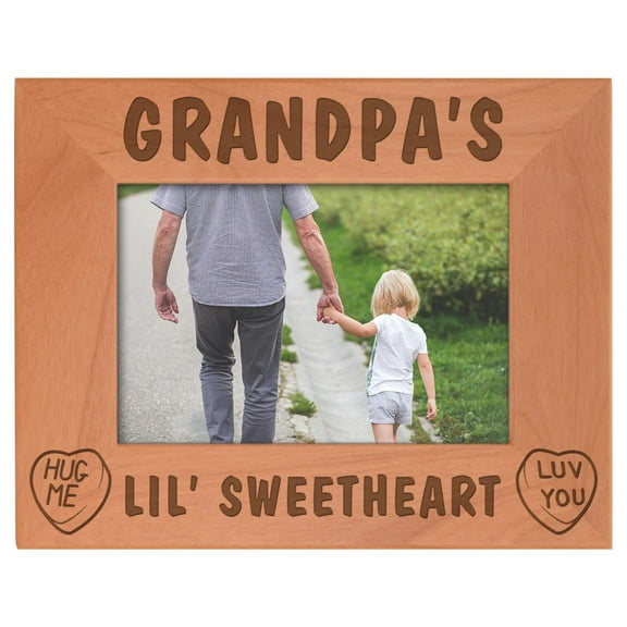 ThisWear Personalized Gifts Grandpa's Lil Sweetheart Baby Granddaughter Natural Wood Engraved 4x6 Landscape Picture Frame Wood