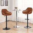 thumbnail image 2 of Alden Design Vintage Adjustable Faux Leather Bar Stools with Backrest, Set of 2, Retro Brown, 2 of 9