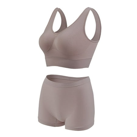 Clearance!Uooqdmx Lingerie for Women Plus Size Lingerie Sports Bra Fitness Running Yoga Vest without Rims Large Size Breathable Sports Bra Set Women s Lingerie  Sleep & Lounge Khaki M